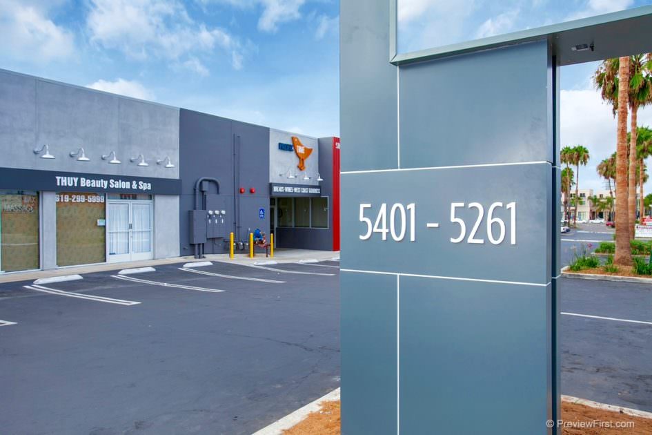 Powerful signage design and wayfinding with blue sky