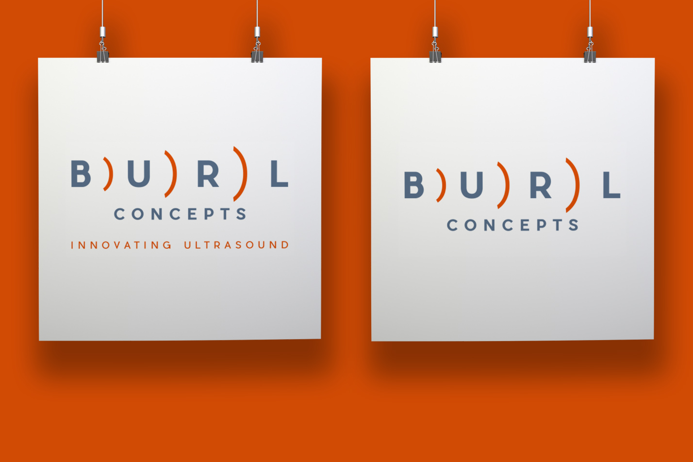 Burl concepts signage in front of orange wall