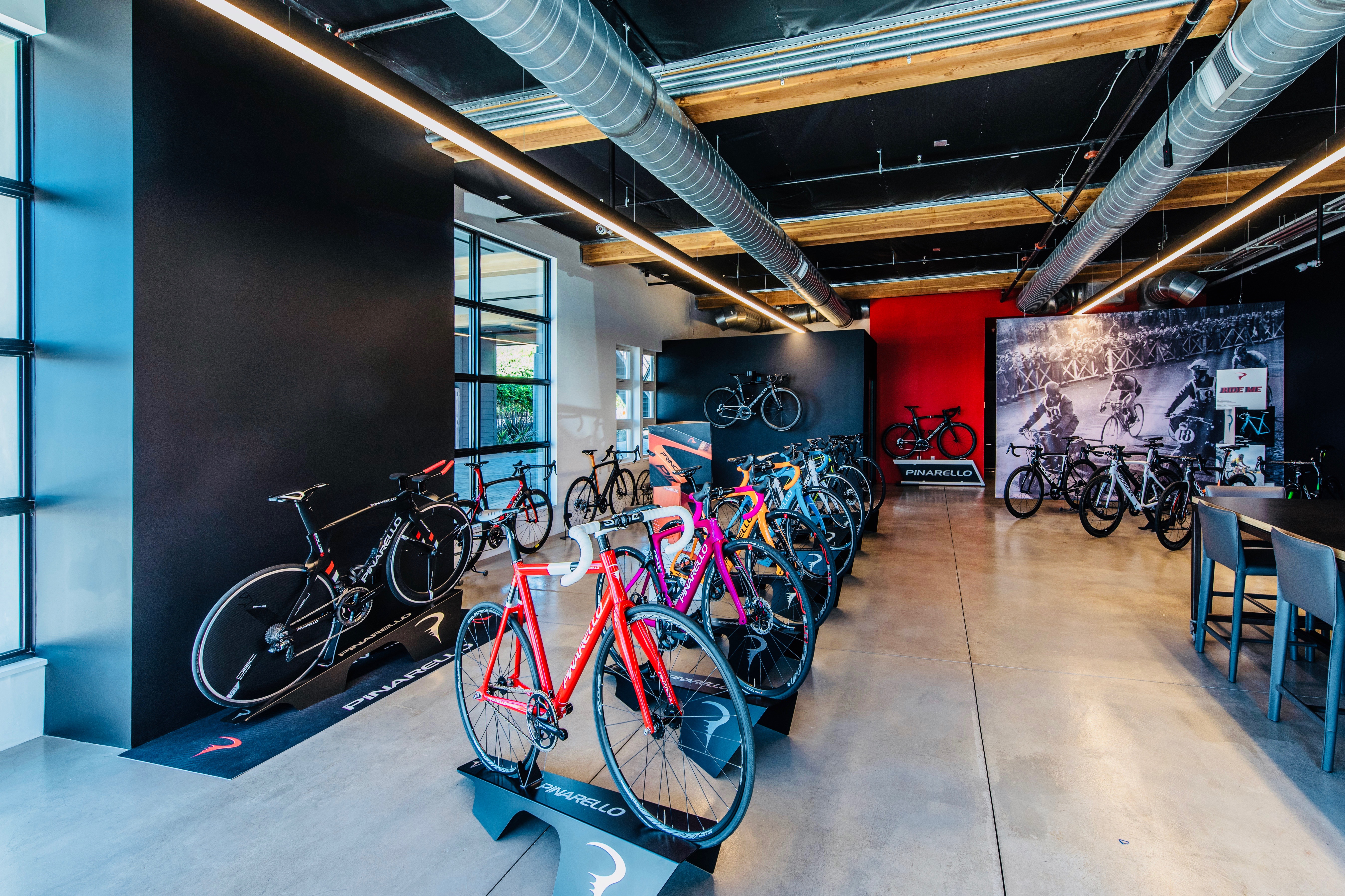 Bikes in industrial remodeled commercial showroom